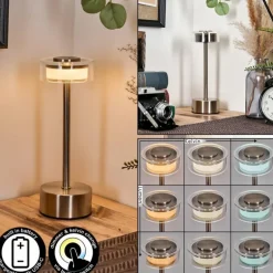 Viada Lampe de bureau, Lampe à poser LED Chrome, Nickel mat, 1 lumière