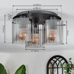 Vireda Plafonnier Anthracite, 3 lumières