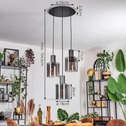 Vireda Suspension, Suspension Anthracite, 3 lumières