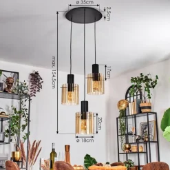 Vireda Suspension, Suspension Anthracite, 3 lumières