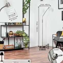Warga Boule lumineuse, Lampadaire Nickel mat, 1 lumière