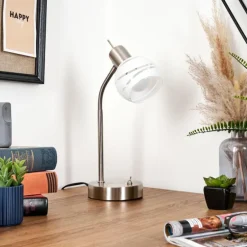 Warga Lampe à poser, Liseuse Nickel mat, 1 lumière
