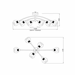 Zarlona Plafonnier Luminaires Globo Lighting Noir, 6 lumières